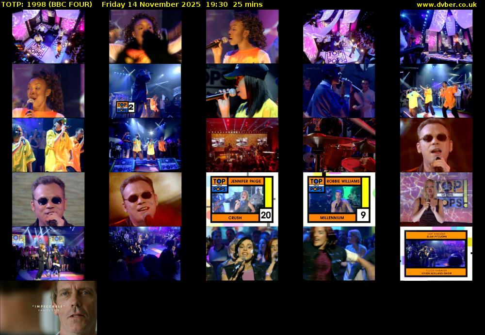 TOTP: 1998 (BBC FOUR) Friday 14 November 2025 19:30 - 19:55