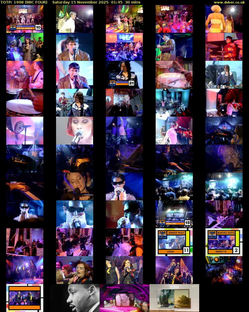 TOTP: 1998 (BBC FOUR) Saturday 15 November 2025 01:45 - 02:15