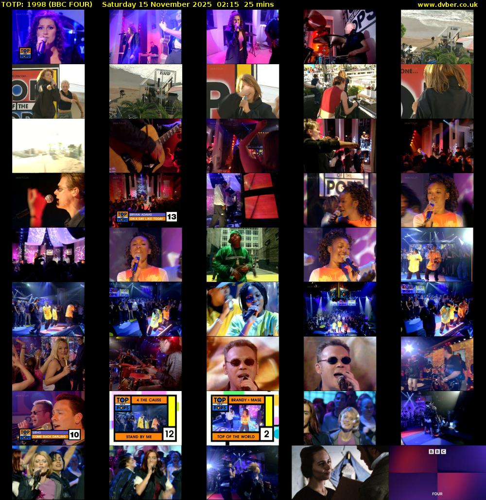 TOTP: 1998 (BBC FOUR) Saturday 15 November 2025 02:15 - 02:40