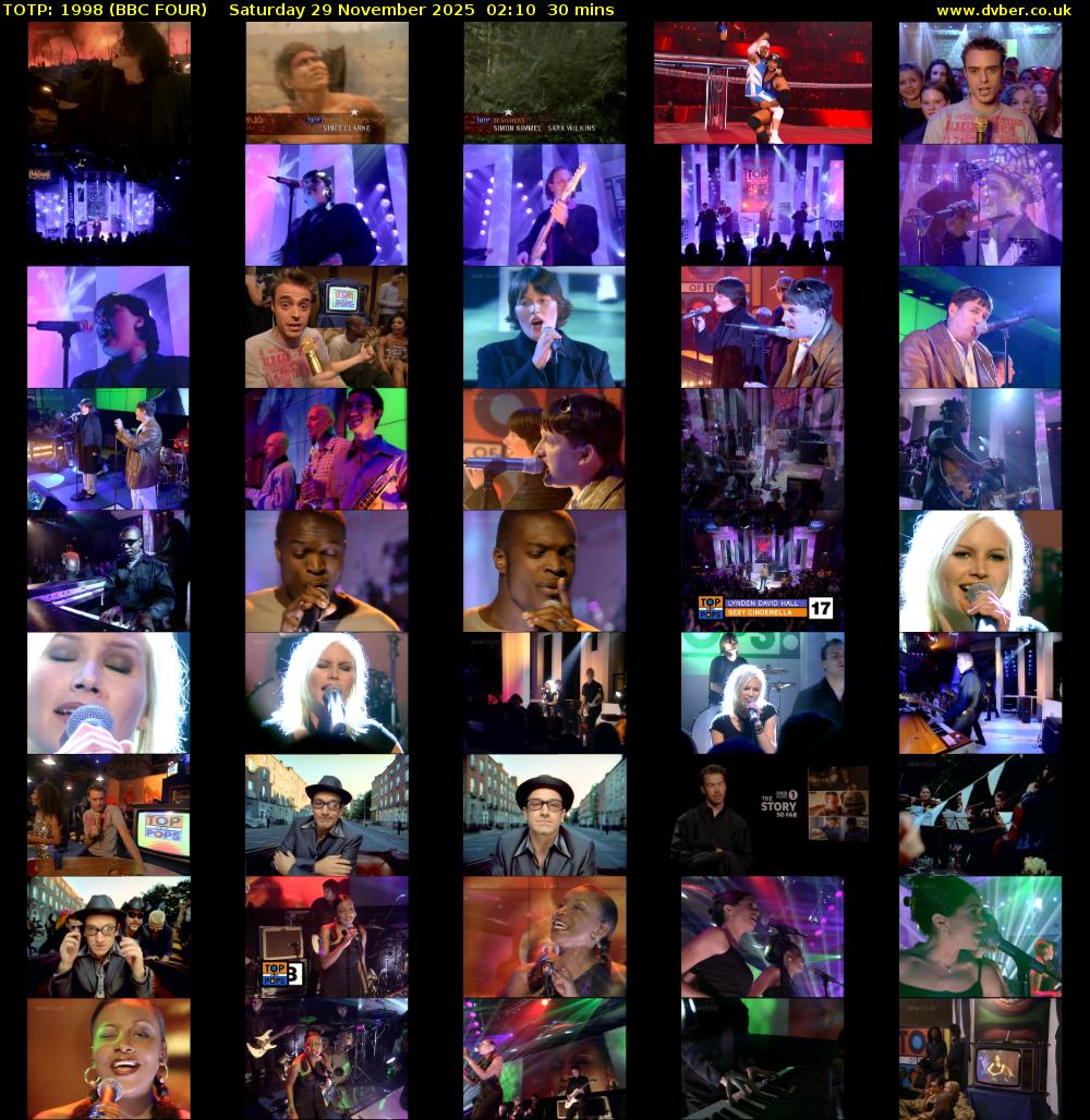 TOTP: 1998 (BBC FOUR) Saturday 29 November 2025 02:10 - 02:40