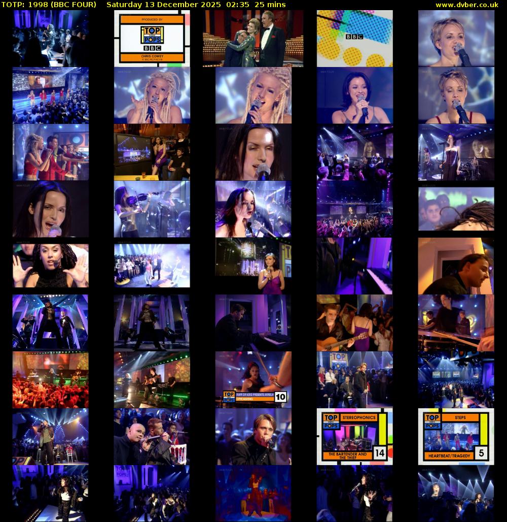 TOTP: 1998 (BBC FOUR) Saturday 13 December 2025 02:35 - 03:00