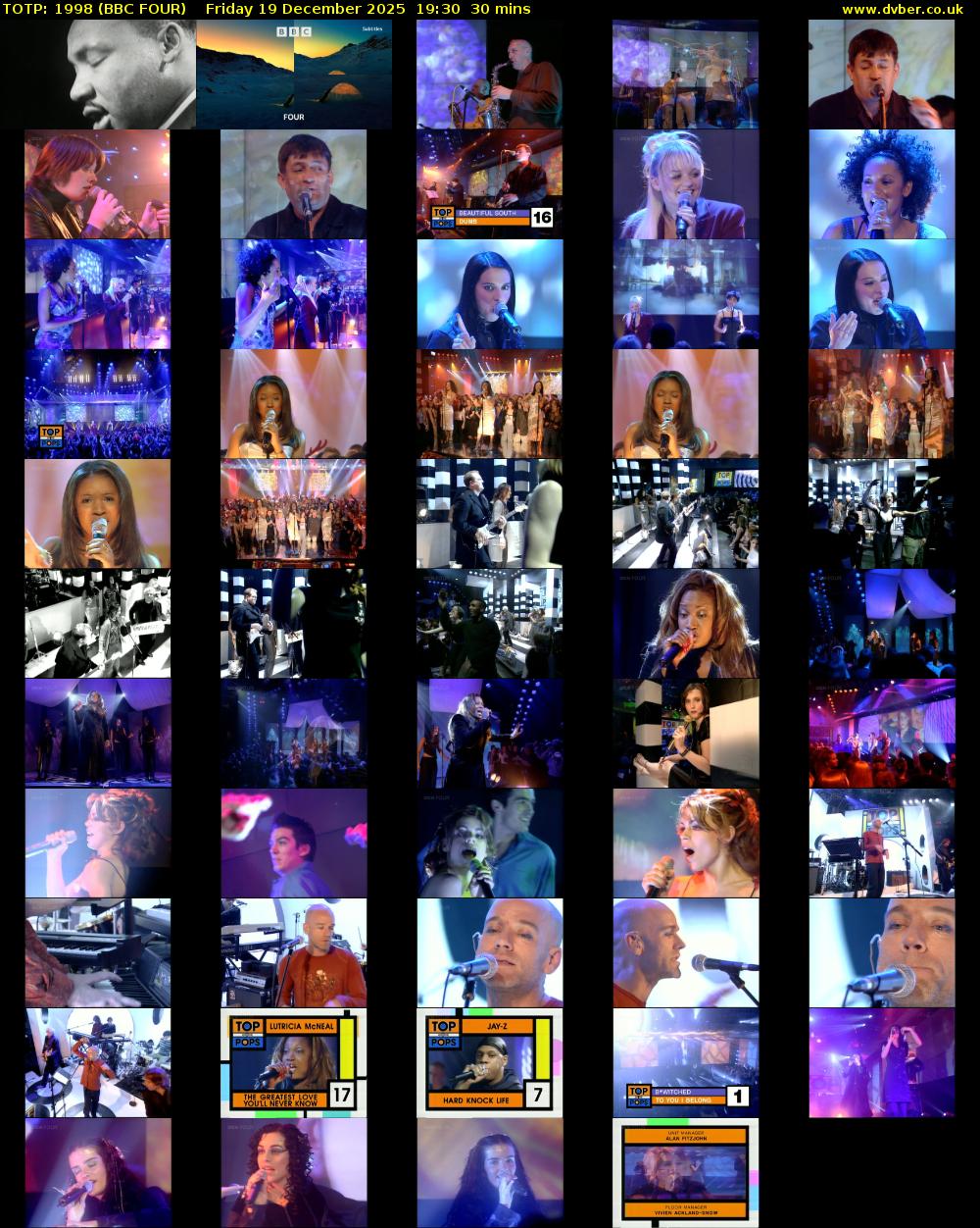 TOTP: 1998 (BBC FOUR) Friday 19 December 2025 19:30 - 20:00