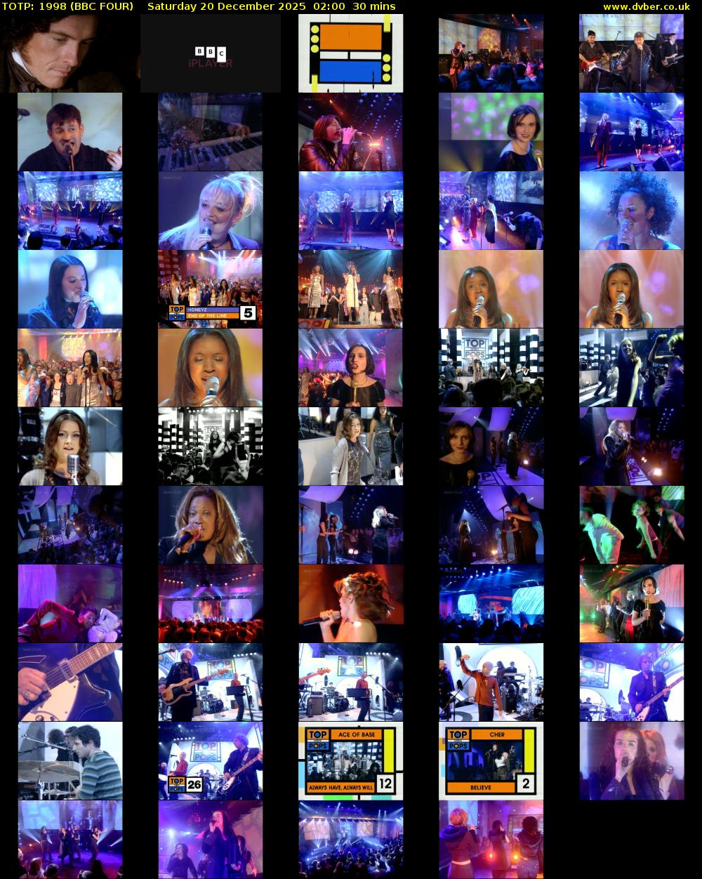 TOTP: 1998 (BBC FOUR) Saturday 20 December 2025 02:00 - 02:30