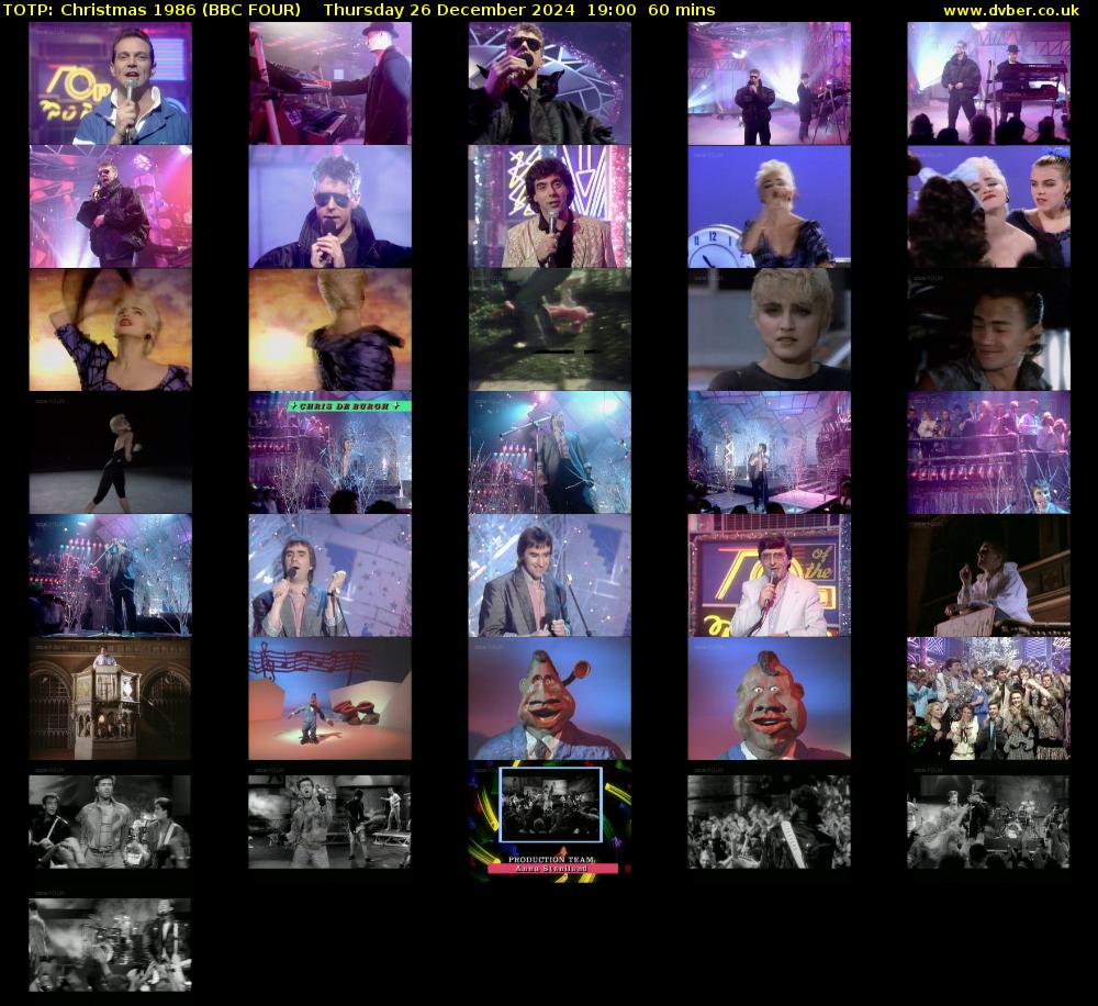 TOTP: Christmas 1986 (BBC FOUR) Thursday 26 December 2024 19:00 - 20:00