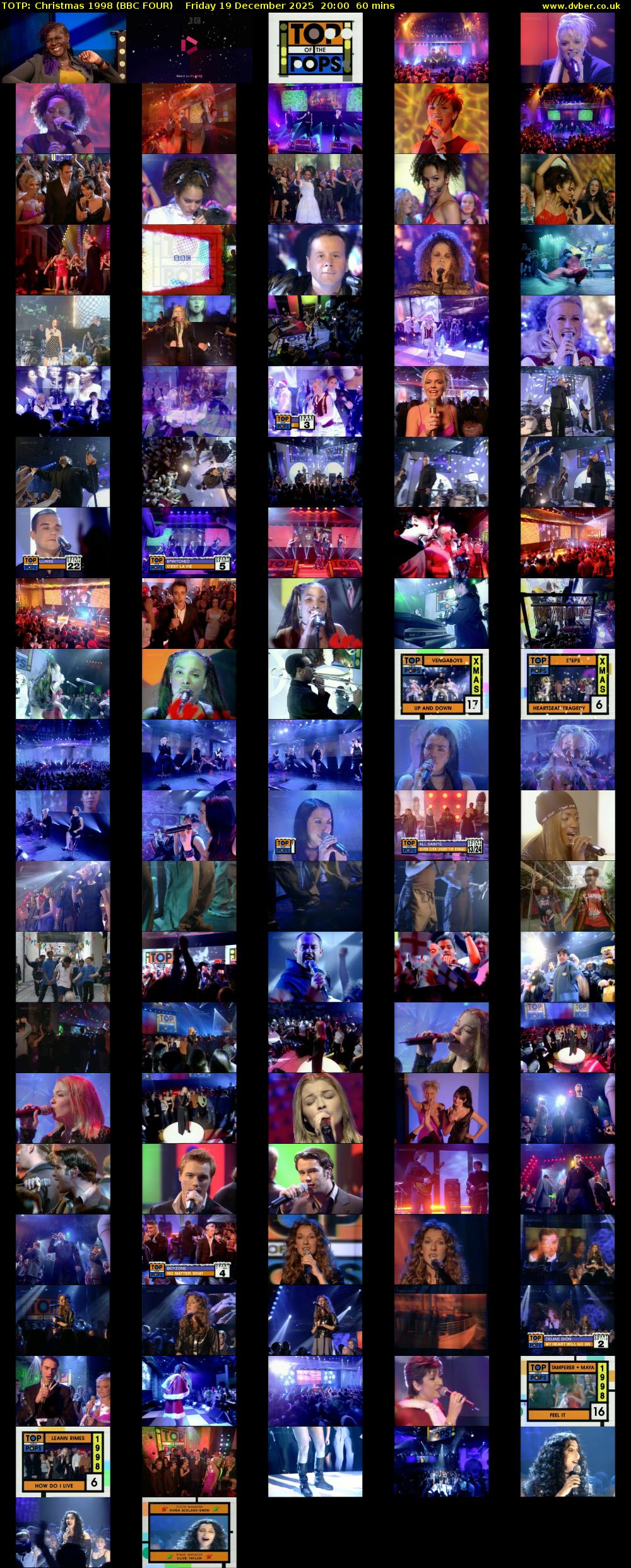 TOTP: Christmas 1998 (BBC FOUR) Friday 19 December 2025 20:00 - 21:00