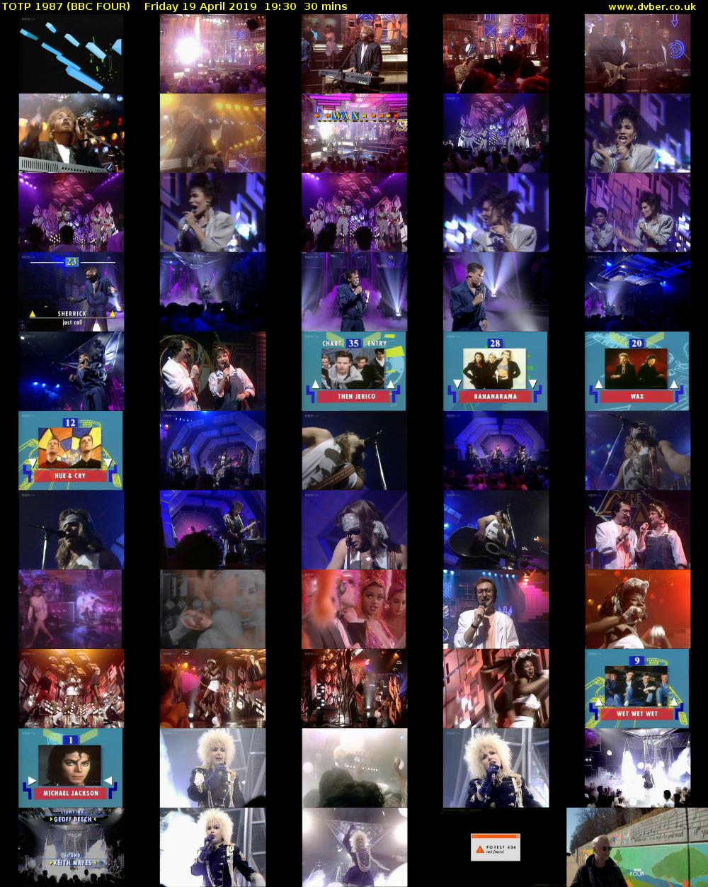 TOTP 1987 (BBC FOUR) Friday 19 April 2019 19:30 - 20:00