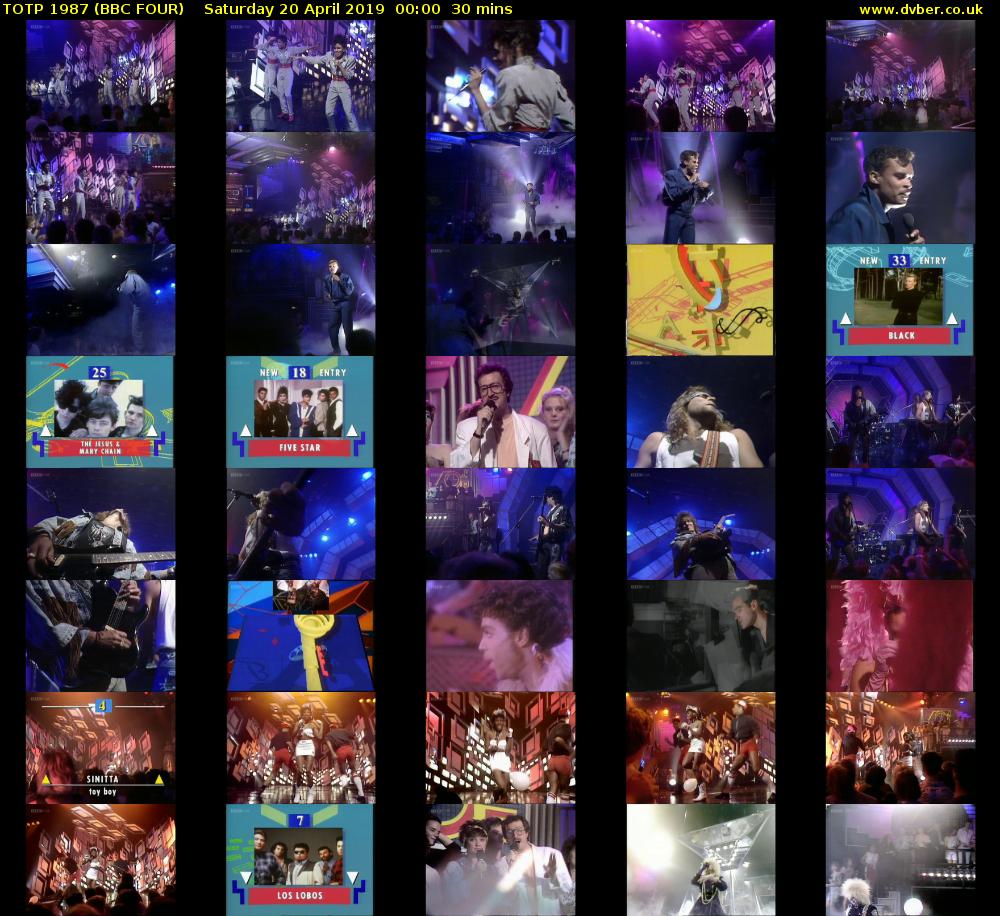 TOTP 1987 (BBC FOUR) Saturday 20 April 2019 00:00 - 00:30