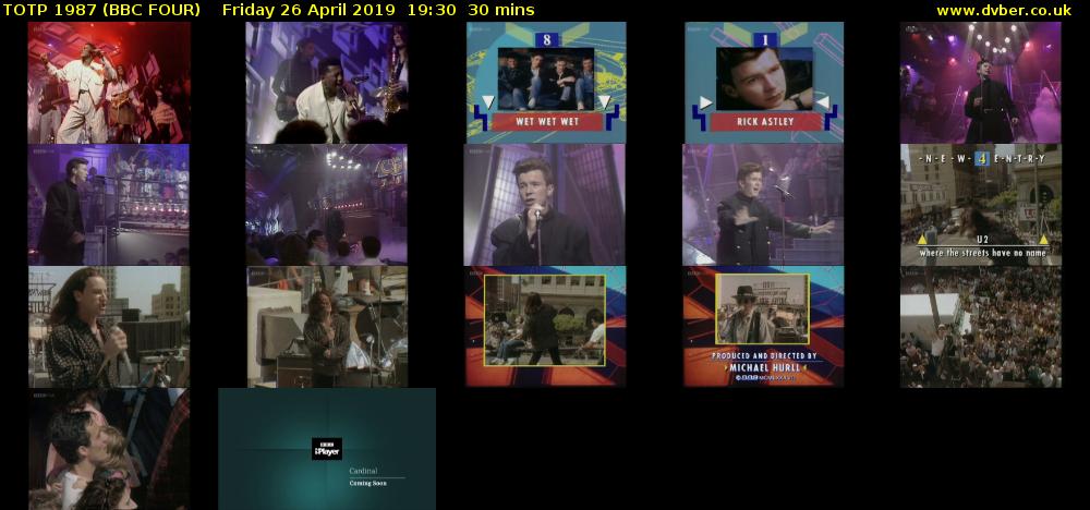 TOTP 1987 (BBC FOUR) Friday 26 April 2019 19:30 - 20:00