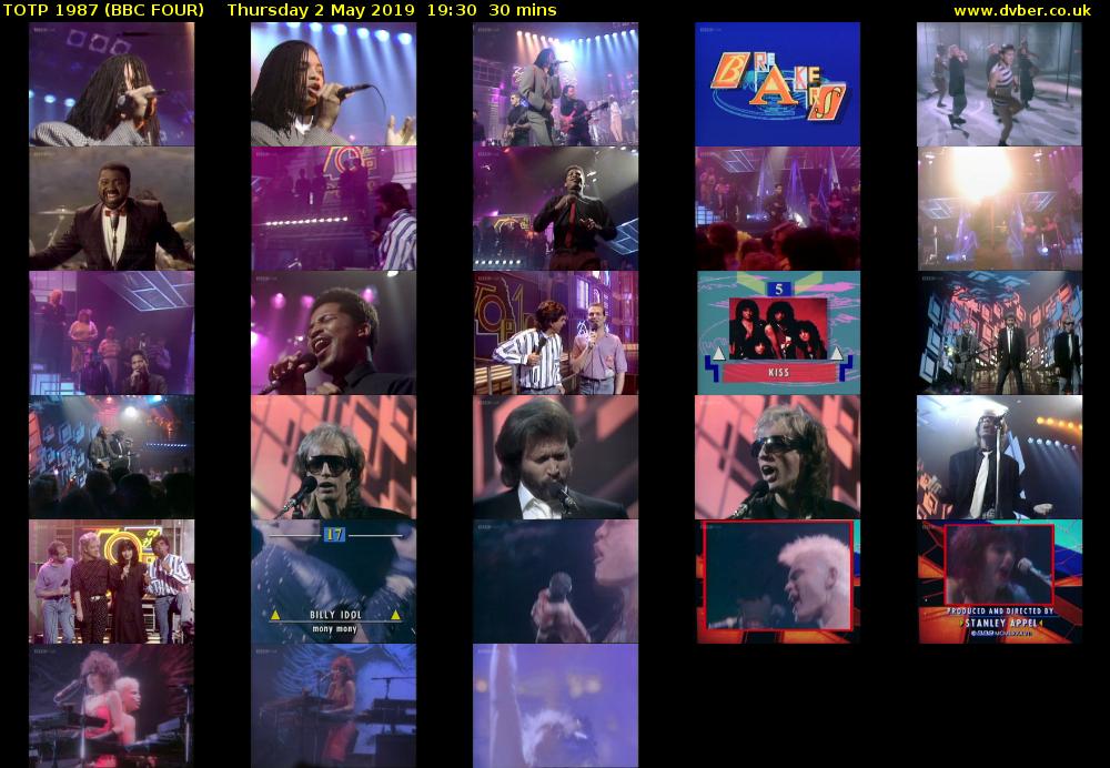 TOTP 1987 (BBC FOUR) Thursday 2 May 2019 19:30 - 20:00