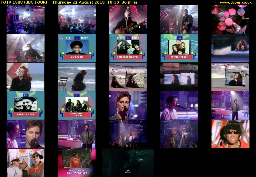 TOTP 1988 (BBC FOUR) Thursday 22 August 2019 19:30 - 20:00