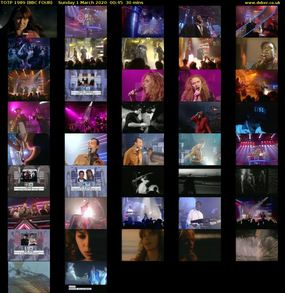 TOTP 1989 (BBC FOUR) Sunday 1 March 2020 00:45 - 01:15