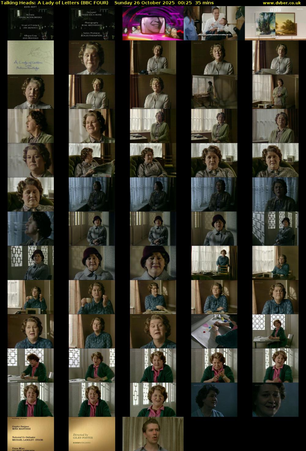 Talking Heads: A Lady of Letters (BBC FOUR) Sunday 26 October 2025 00:25 - 01:00