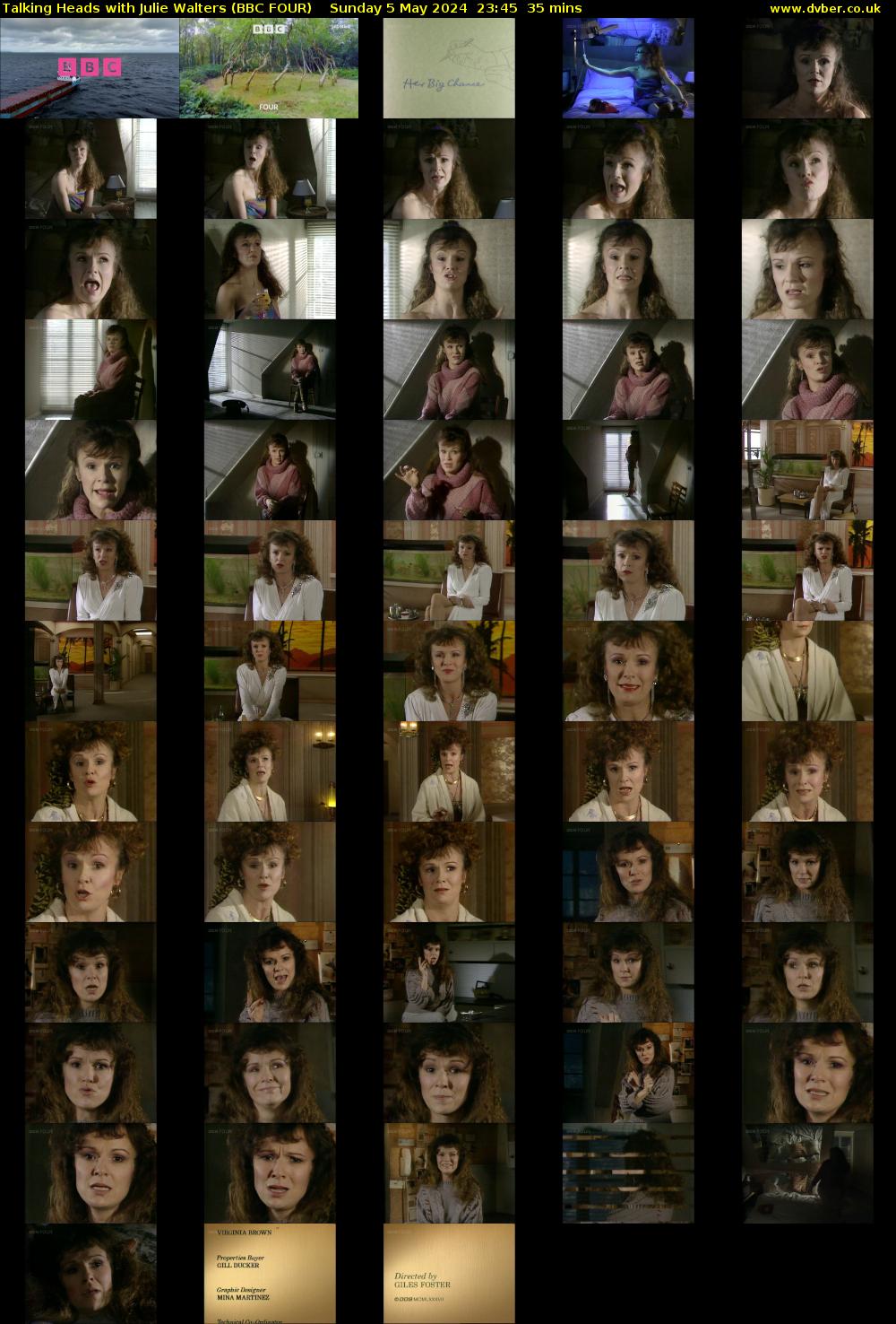 Talking Heads with Julie Walters (BBC FOUR) Sunday 5 May 2024 23:45 - 00:20