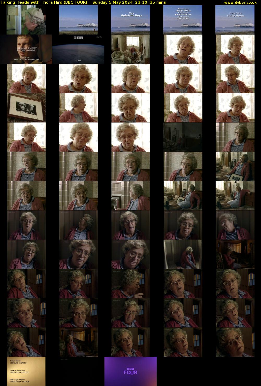 Talking Heads with Thora Hird (BBC FOUR) Sunday 5 May 2024 23:10 - 23:45