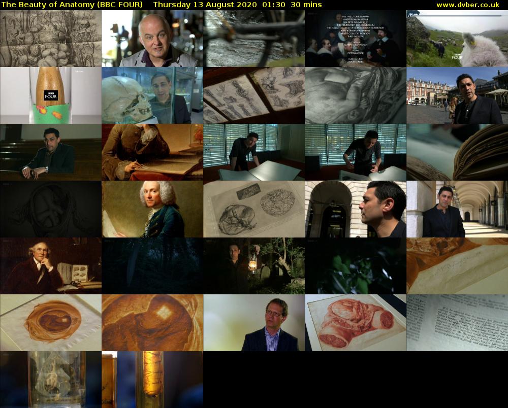 The Beauty of Anatomy (BBC FOUR) Thursday 13 August 2020 01:30 - 02:00