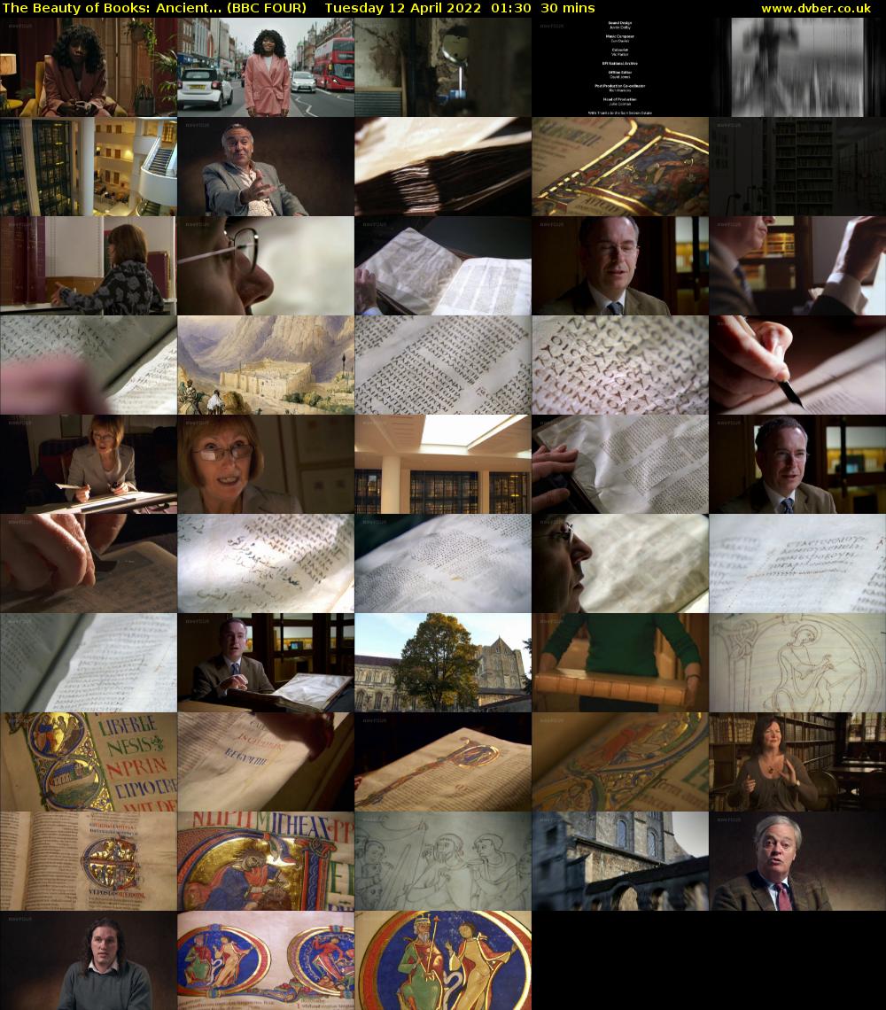 The Beauty of Books: Ancient... (BBC FOUR) Tuesday 12 April 2022 01:30 - 02:00