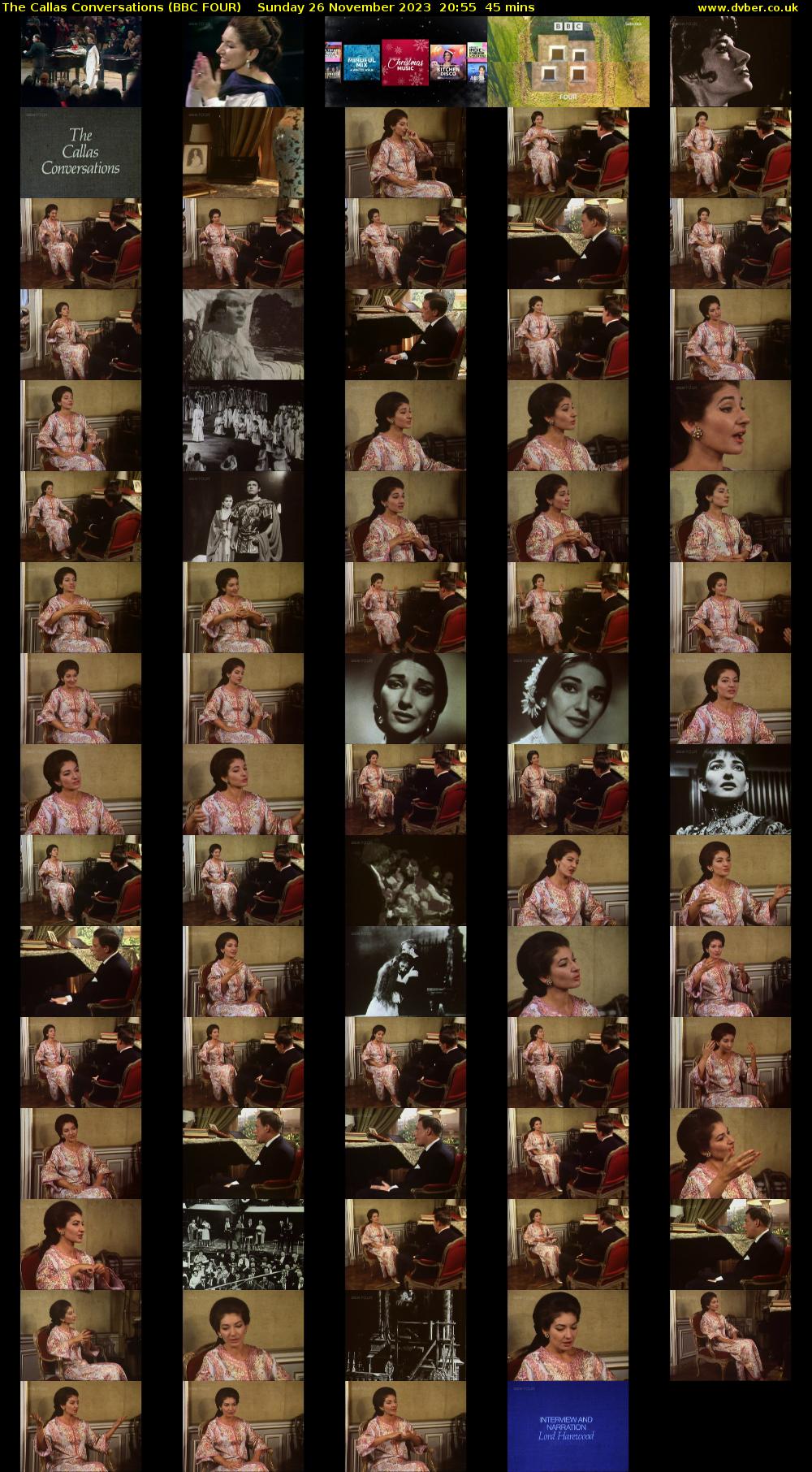 The Callas Conversations (BBC FOUR) Sunday 26 November 2023 20:55 - 21:40