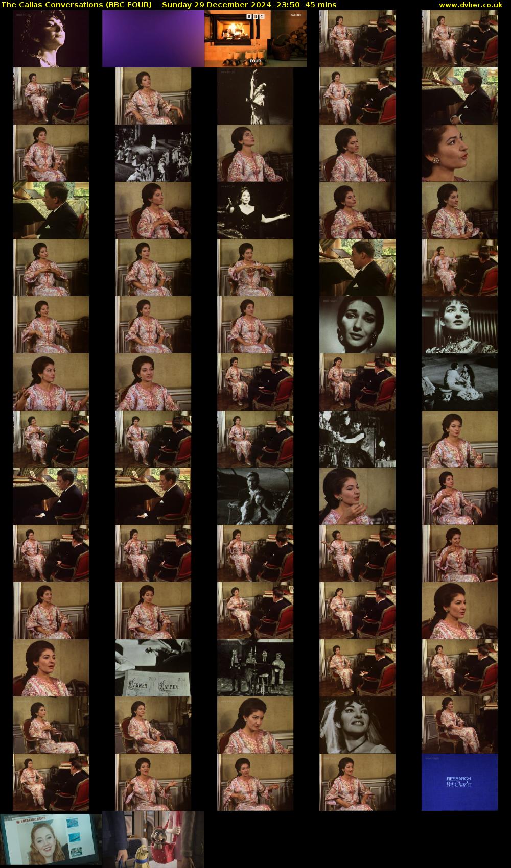 The Callas Conversations (BBC FOUR) Sunday 29 December 2024 23:50 - 00:35