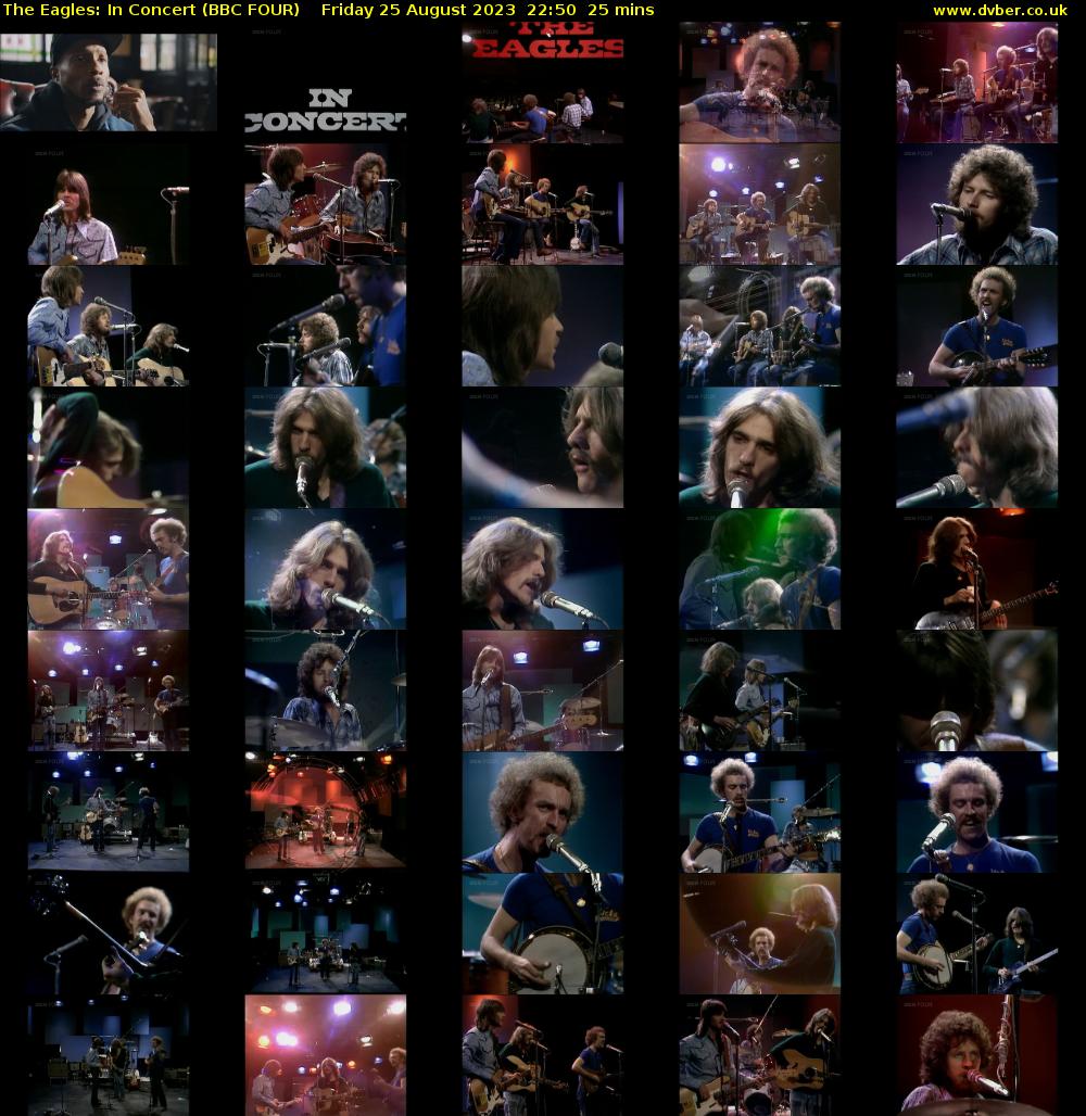 The Eagles: In Concert (BBC FOUR) Friday 25 August 2023 22:50 - 23:15