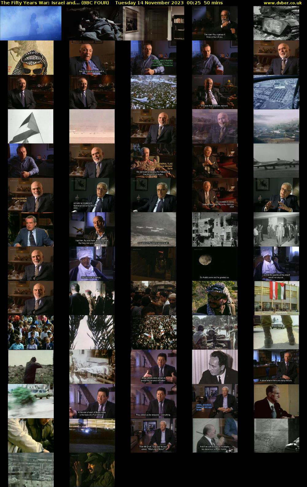 The Fifty Years War: Israel and... (BBC FOUR) Tuesday 14 November 2023 00:25 - 01:15
