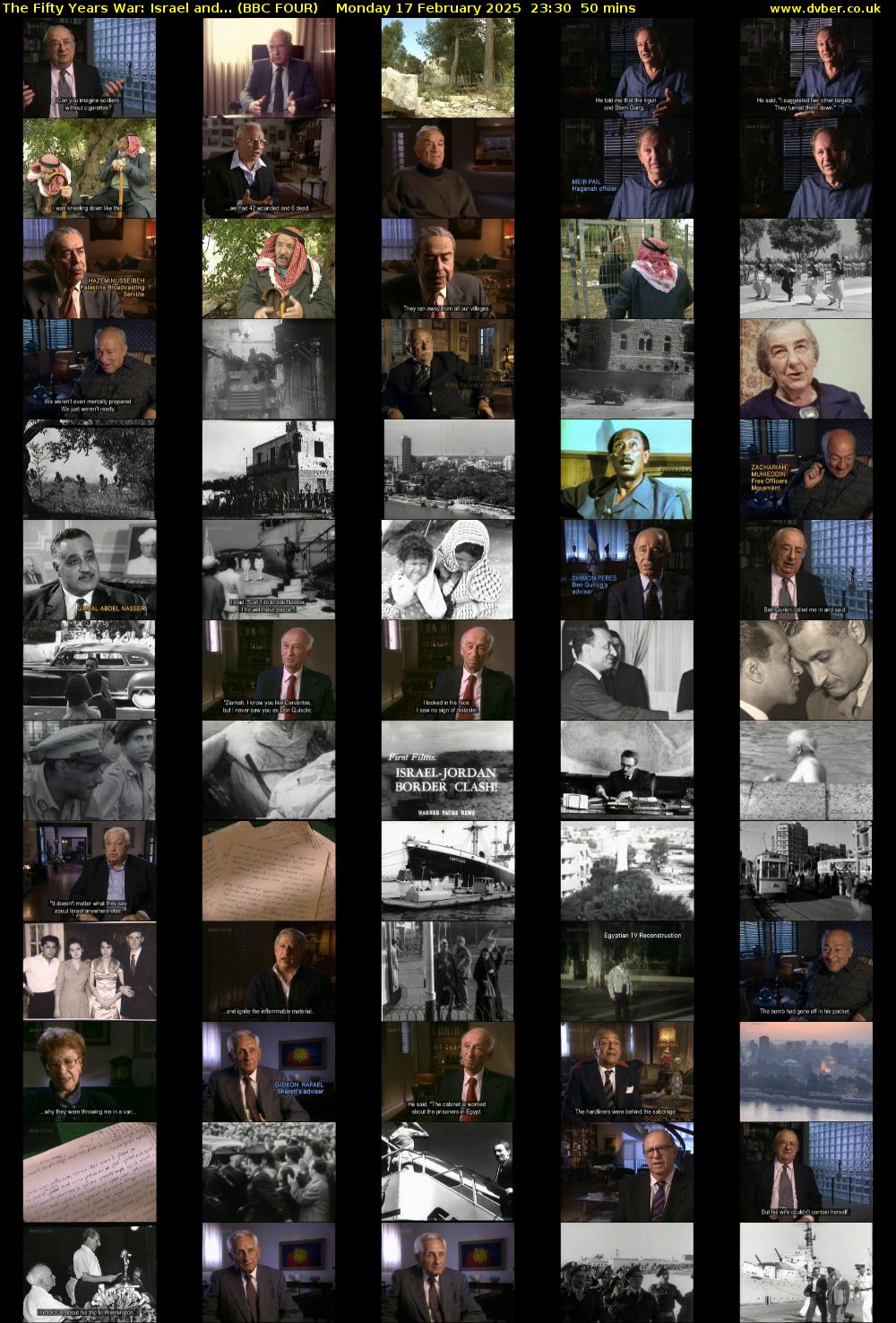 The Fifty Years War: Israel and... (BBC FOUR) Monday 17 February 2025 23:30 - 00:20