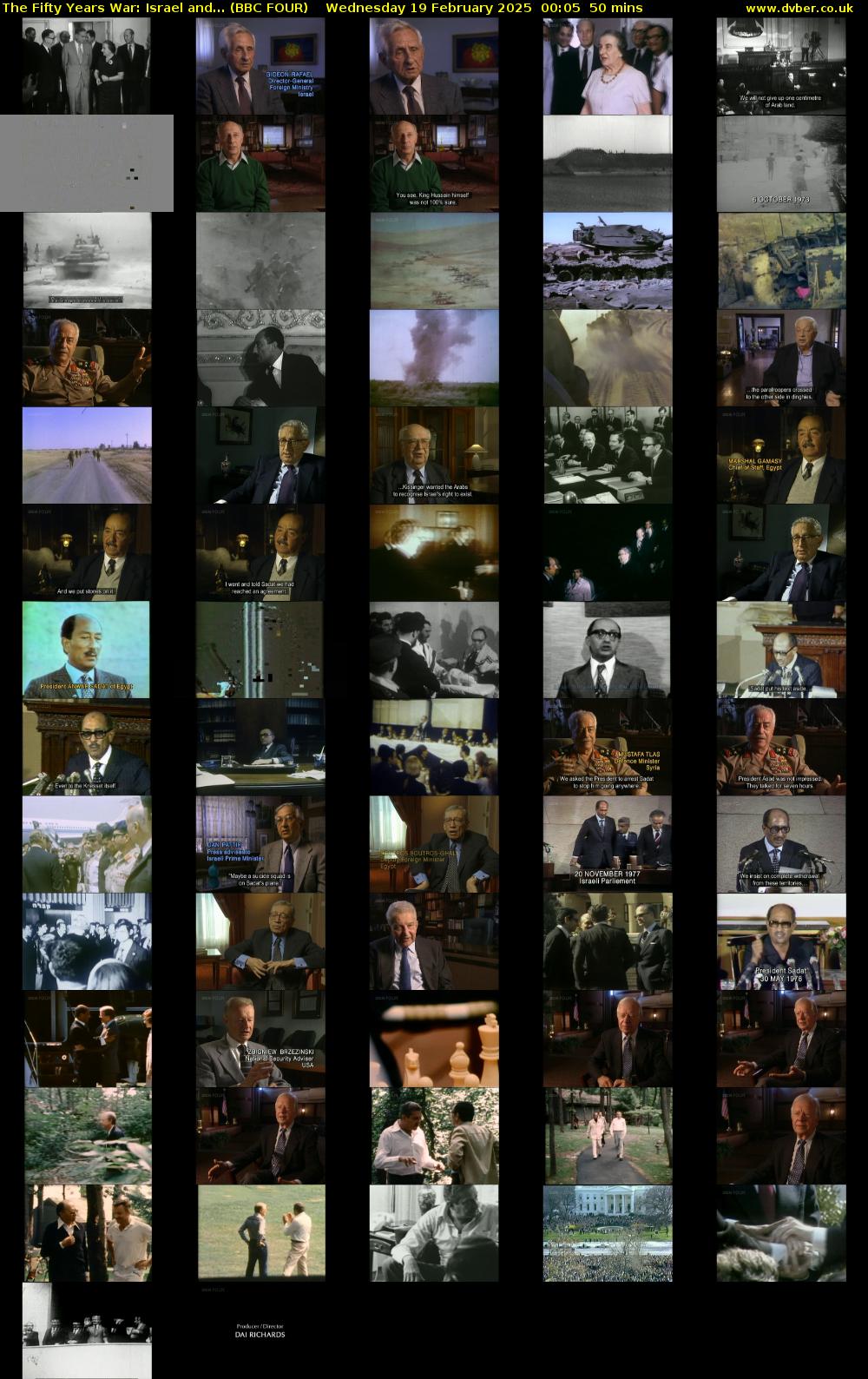 The Fifty Years War: Israel and... (BBC FOUR) Wednesday 19 February 2025 00:05 - 00:55