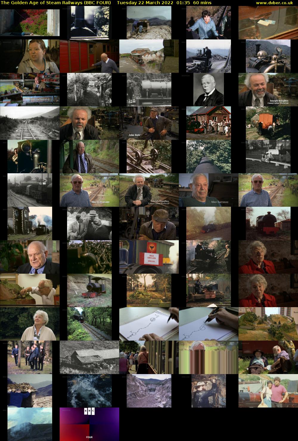 The Golden Age of Steam Railways (BBC FOUR) Tuesday 22 March 2022 01:35 - 02:35