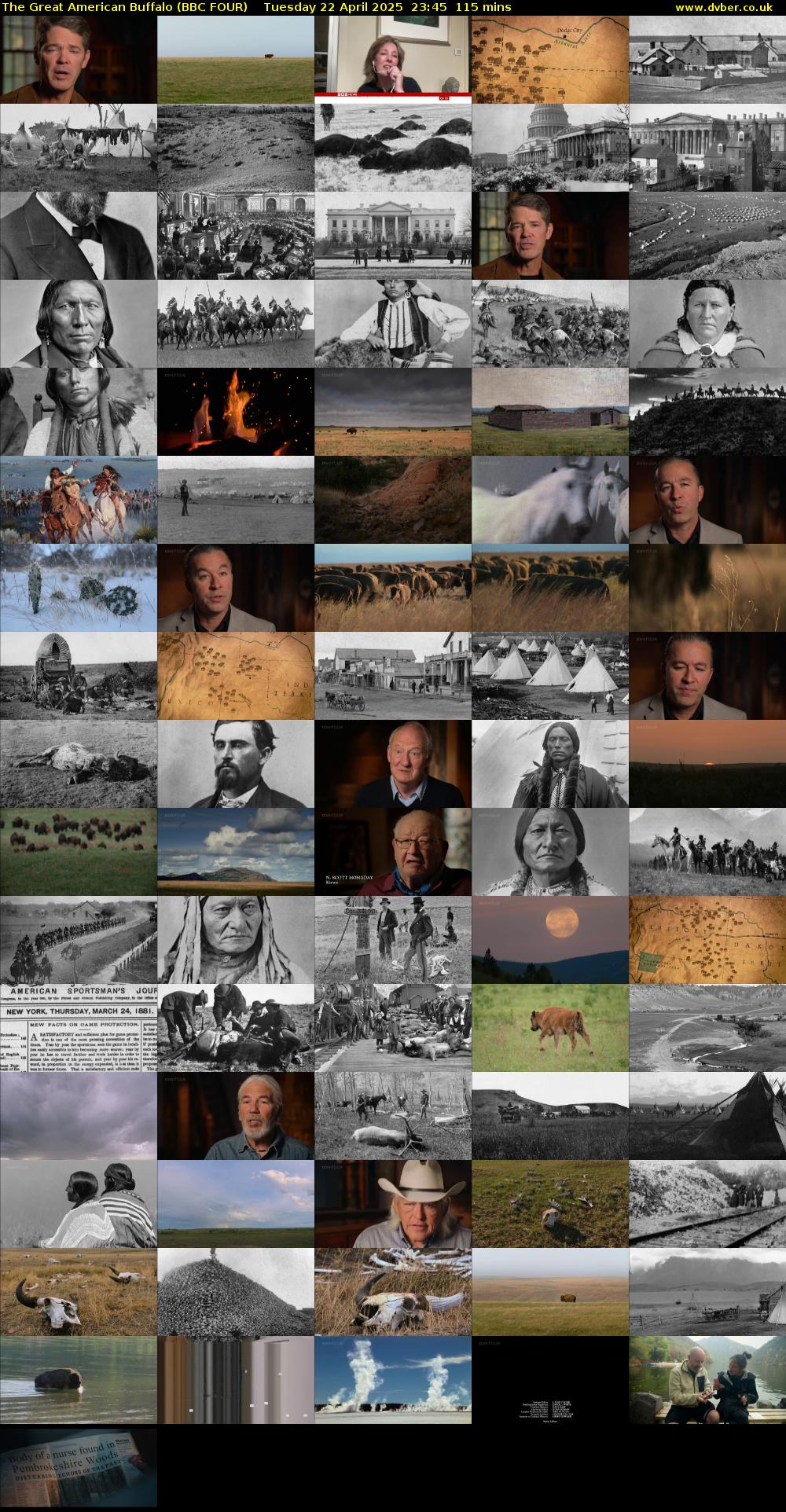 The Great American Buffalo (BBC FOUR) Tuesday 22 April 2025 23:45 - 01:40