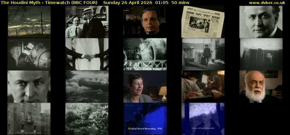 The Houdini Myth - Timewatch (BBC FOUR) Sunday 26 April 2026 01:05 - 01:55