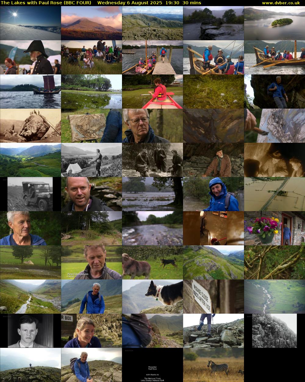 The Lakes with Paul Rose (BBC FOUR) Wednesday 6 August 2025 19:30 - 20:00