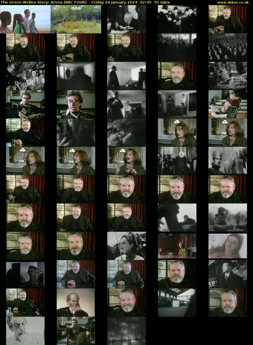 The Orson Welles Story: Arena (BBC FOUR) Friday 26 January 2024 02:45 - 03:40