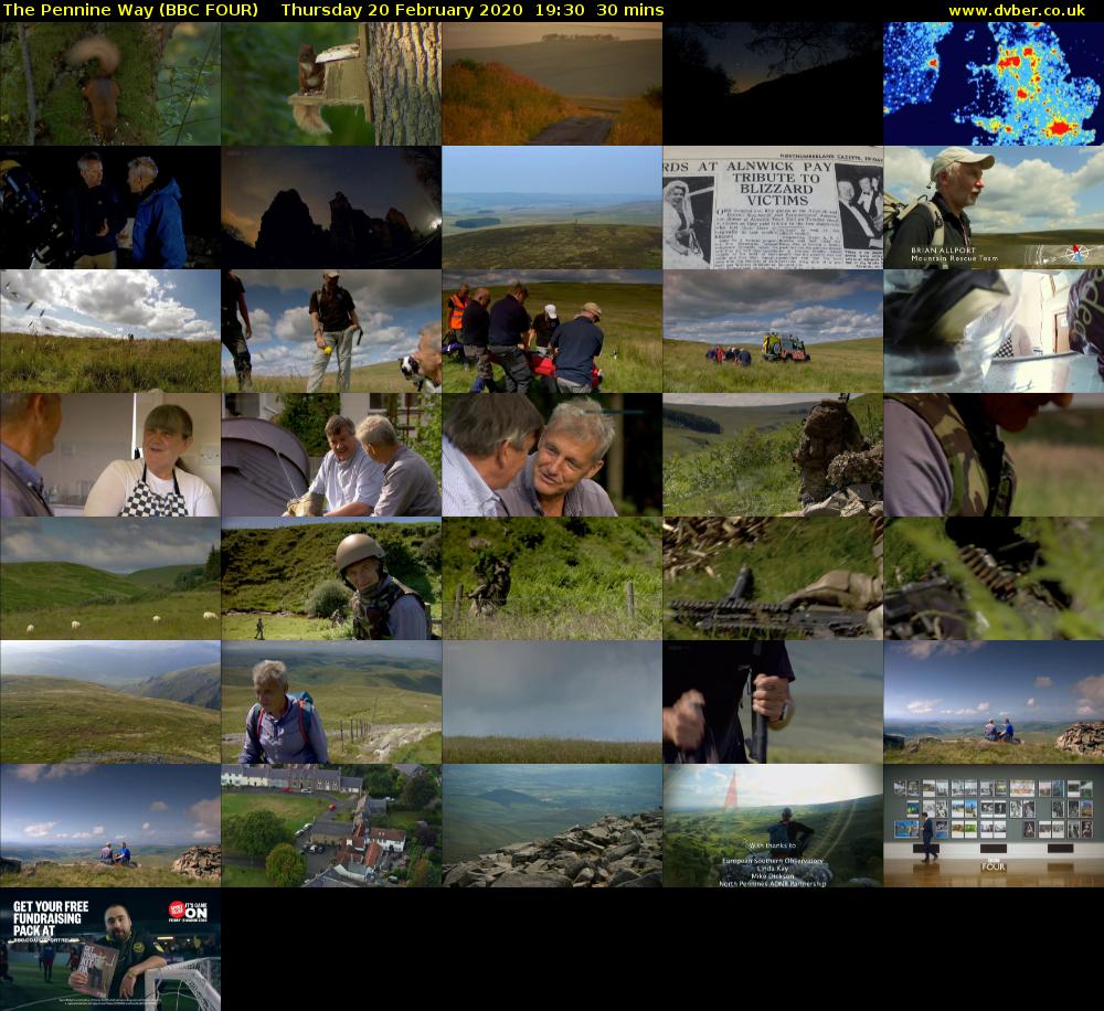 The Pennine Way (BBC FOUR) Thursday 20 February 2020 19:30 - 20:00