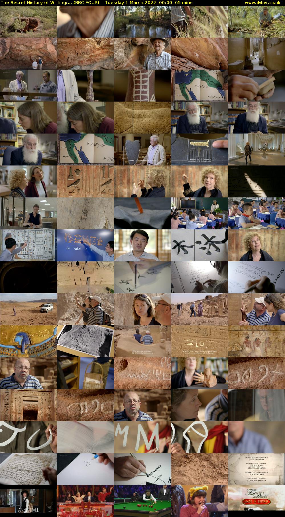 The Secret History of Writing:... (BBC FOUR) Tuesday 1 March 2022 00:00 - 01:05