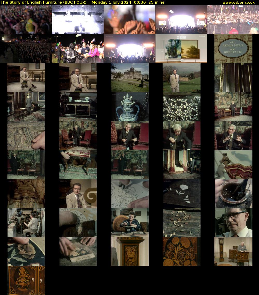 The Story of English Furniture (BBC FOUR) Monday 1 July 2024 00:30 - 00:55