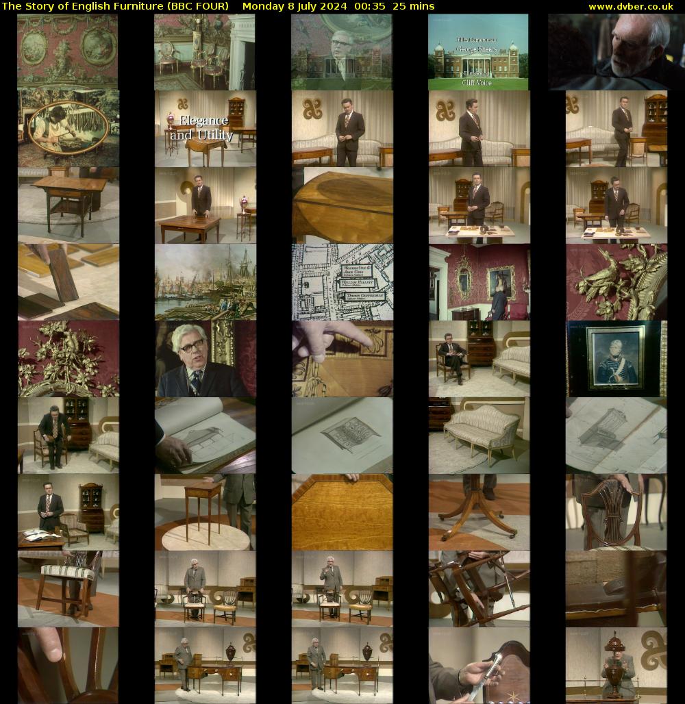 The Story of English Furniture (BBC FOUR) Monday 8 July 2024 00:35 - 01:00