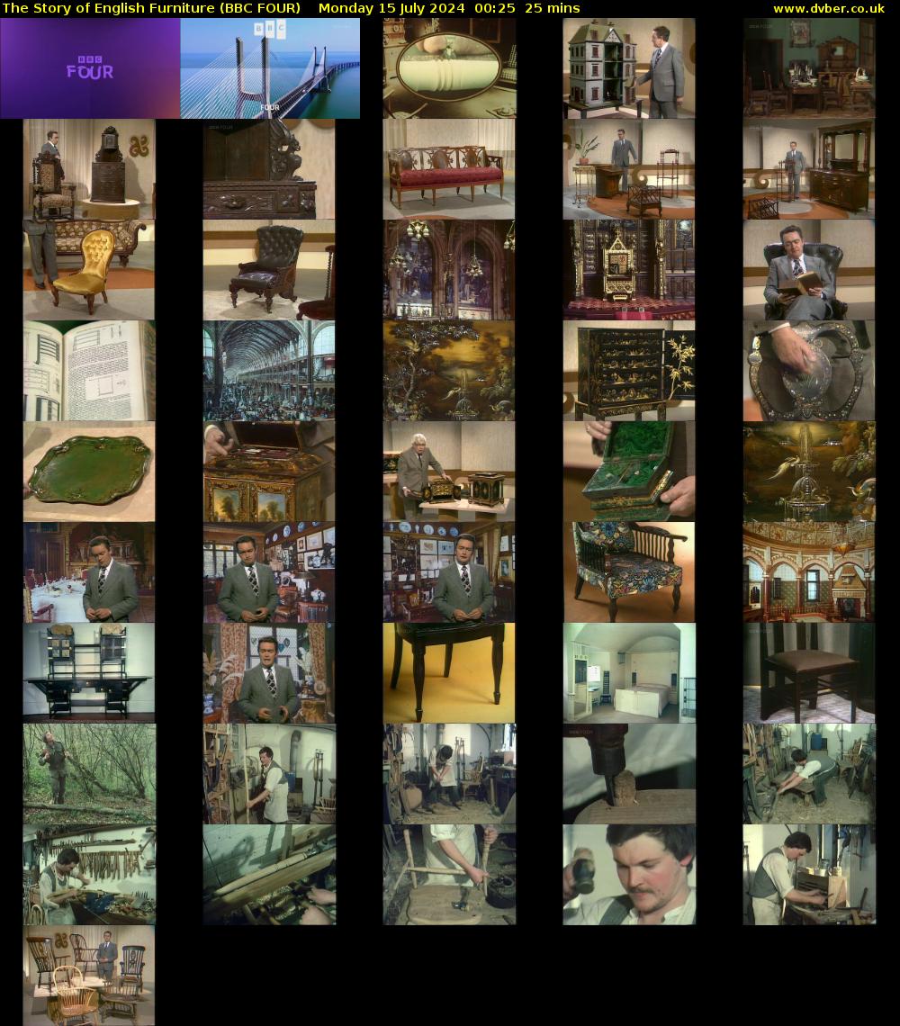 The Story of English Furniture (BBC FOUR) Monday 15 July 2024 00:25 - 00:50