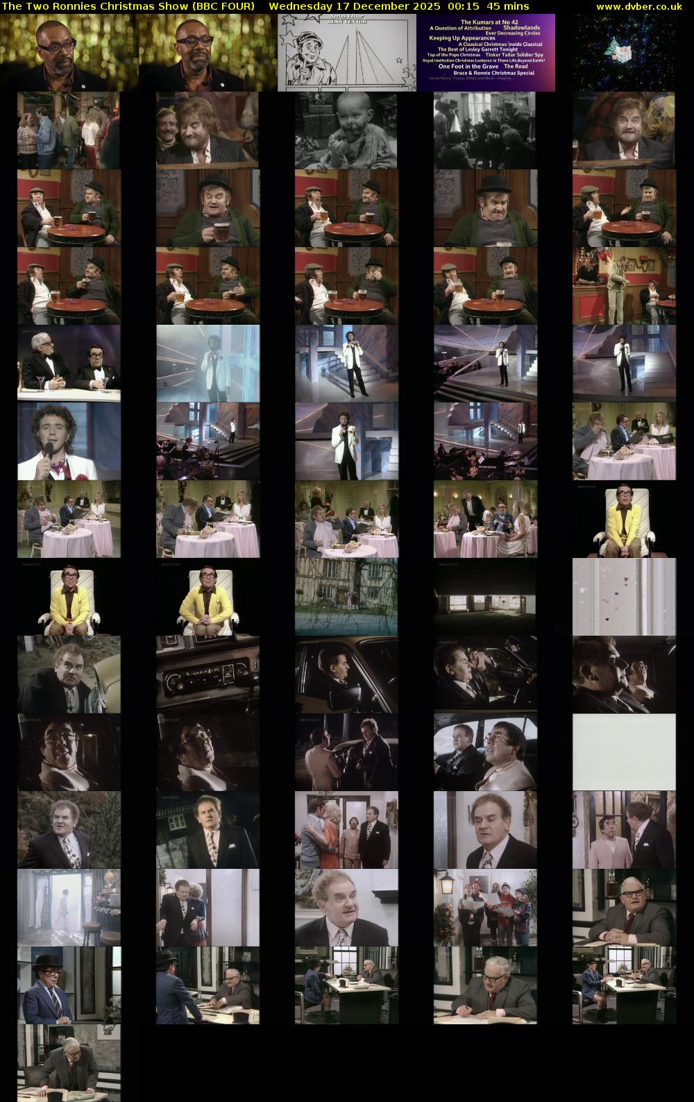 The Two Ronnies Christmas Show (BBC FOUR) Wednesday 17 December 2025 00:15 - 01:00