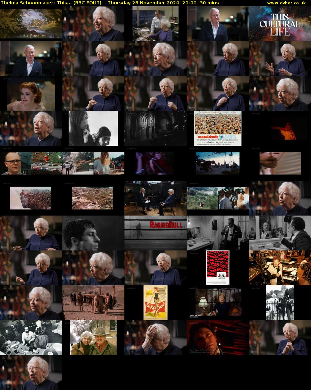 Thelma Schoonmaker: This... (BBC FOUR) Thursday 28 November 2024 20:00 - 20:30