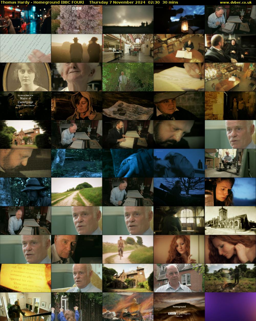 Thomas Hardy - Homeground (BBC FOUR) Thursday 7 November 2024 02:30 - 03:00