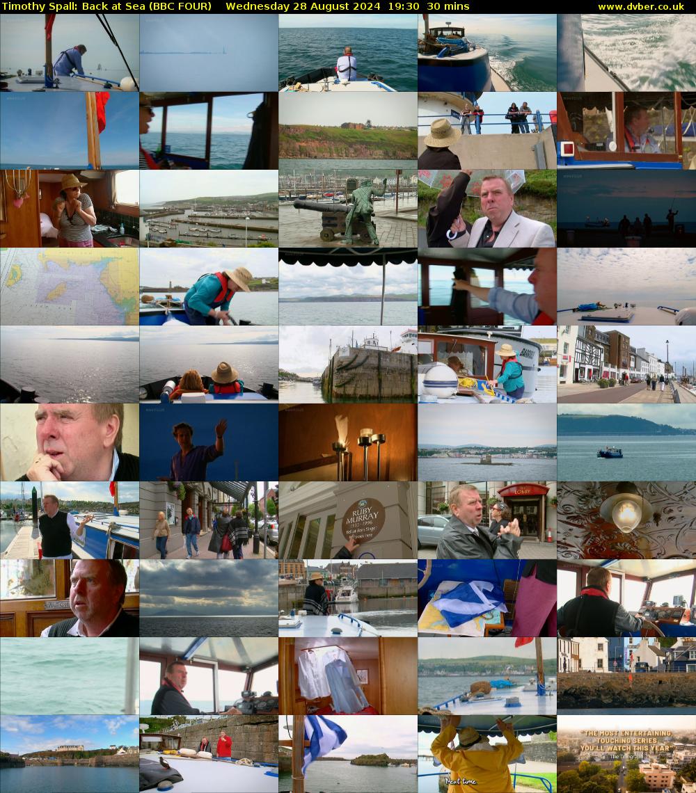 Timothy Spall: Back at Sea (BBC FOUR) Wednesday 28 August 2024 19:30 - 20:00