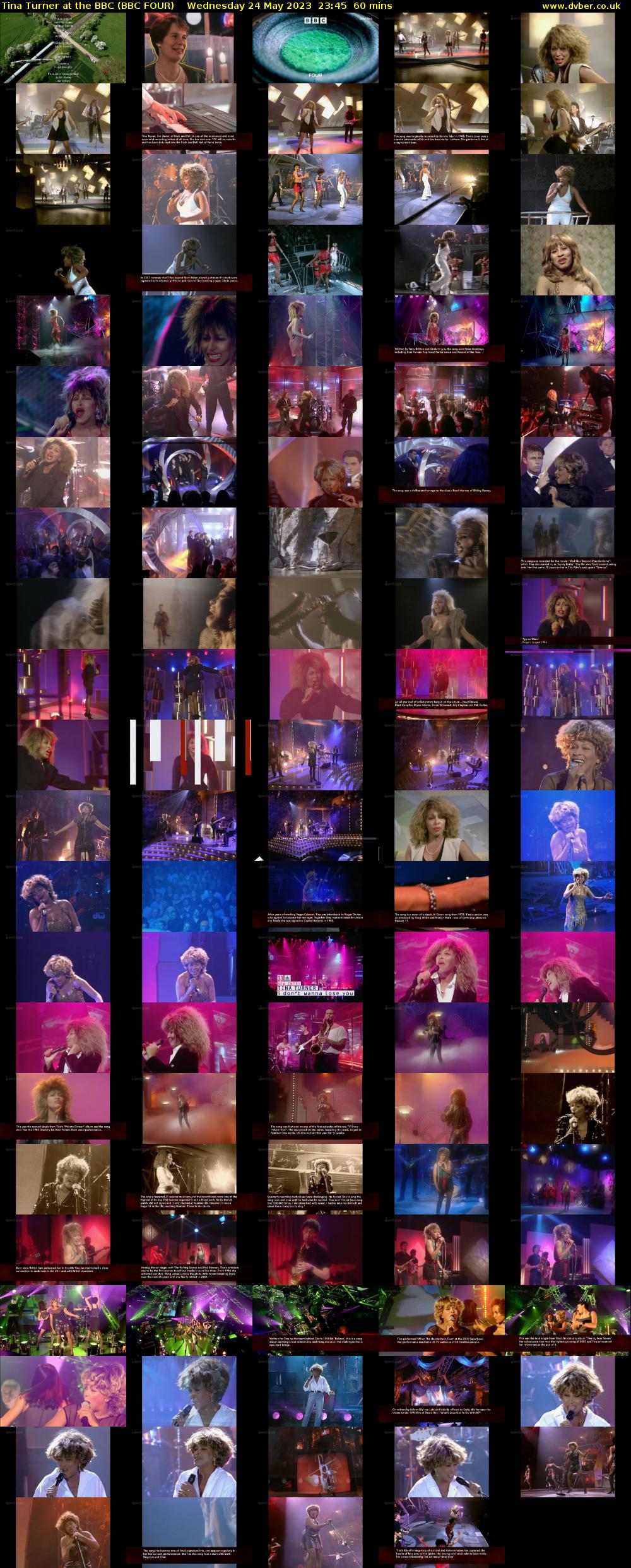 Tina Turner at the BBC (BBC FOUR) Wednesday 24 May 2023 23:45 - 00:45