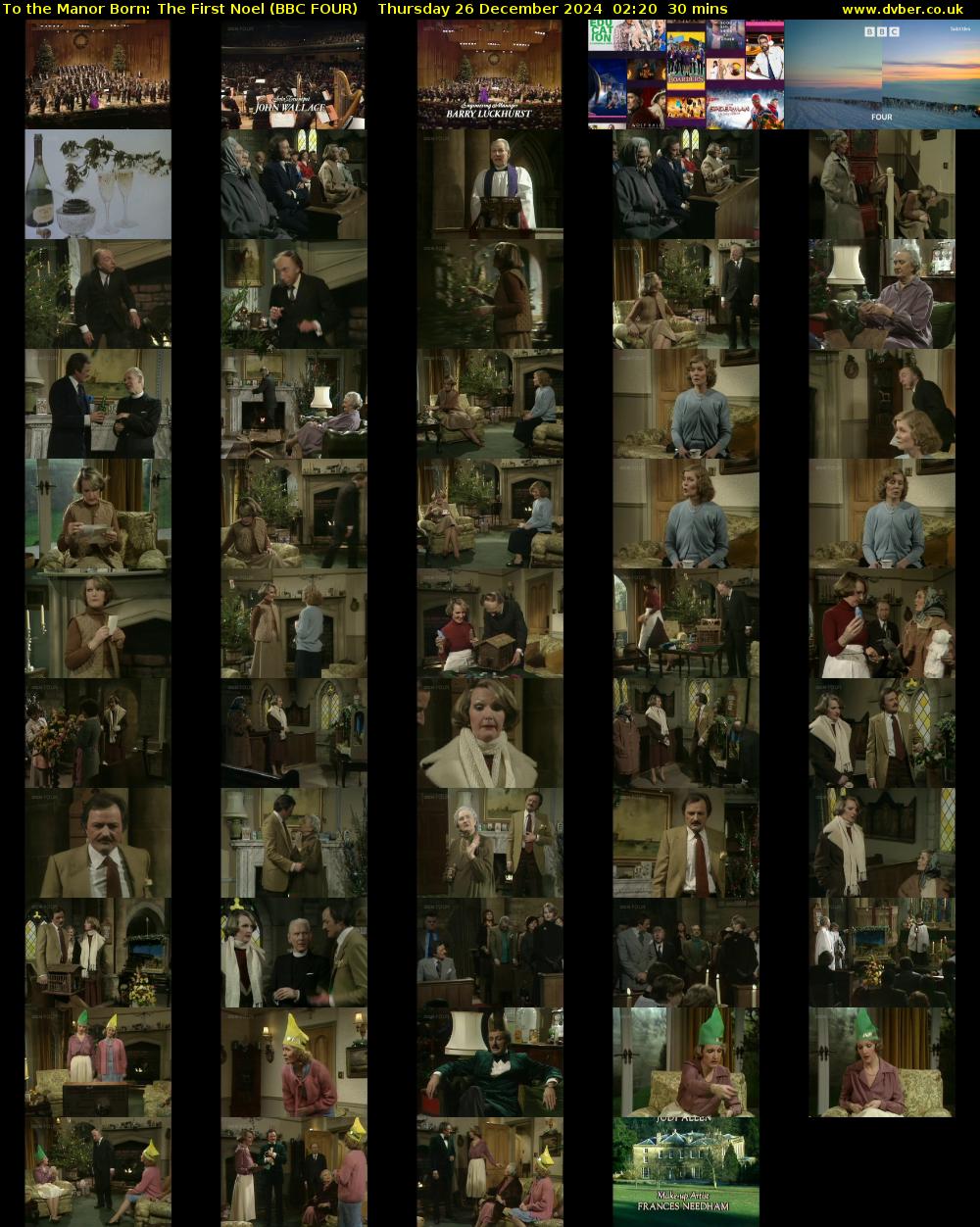 To the Manor Born: The First Noel (BBC FOUR) Thursday 26 December 2024 02:20 - 02:50