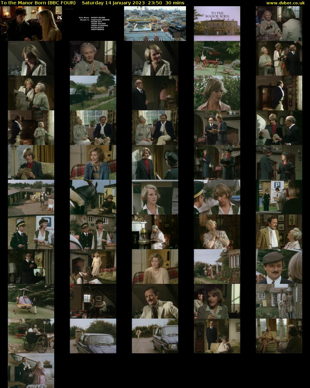 To the Manor Born (BBC FOUR) Saturday 14 January 2023 23:50 - 00:20