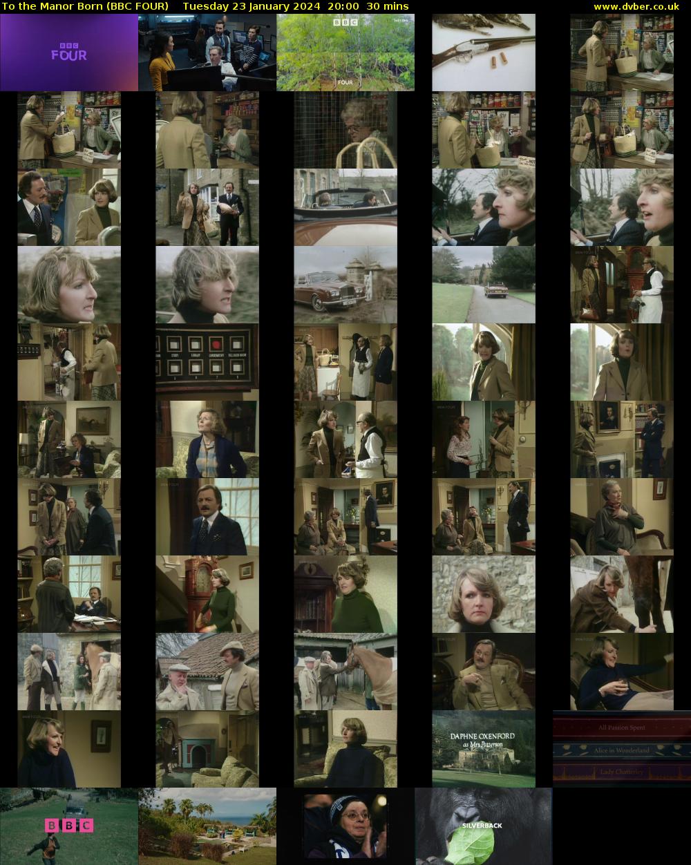 To the Manor Born (BBC FOUR) Tuesday 23 January 2024 20:00 - 20:30