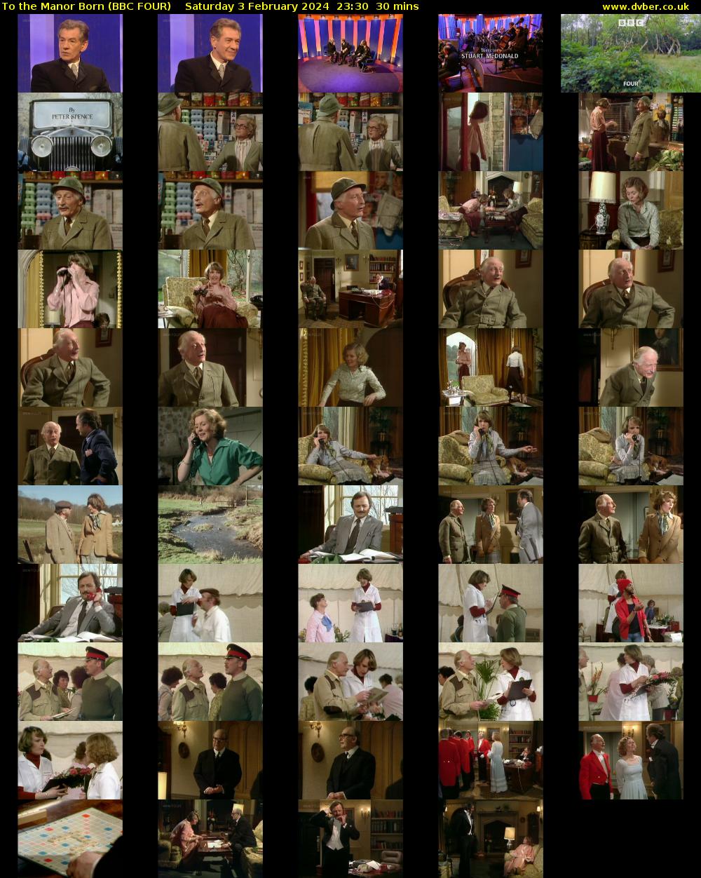 To the Manor Born (BBC FOUR) Saturday 3 February 2024 23:30 - 00:00