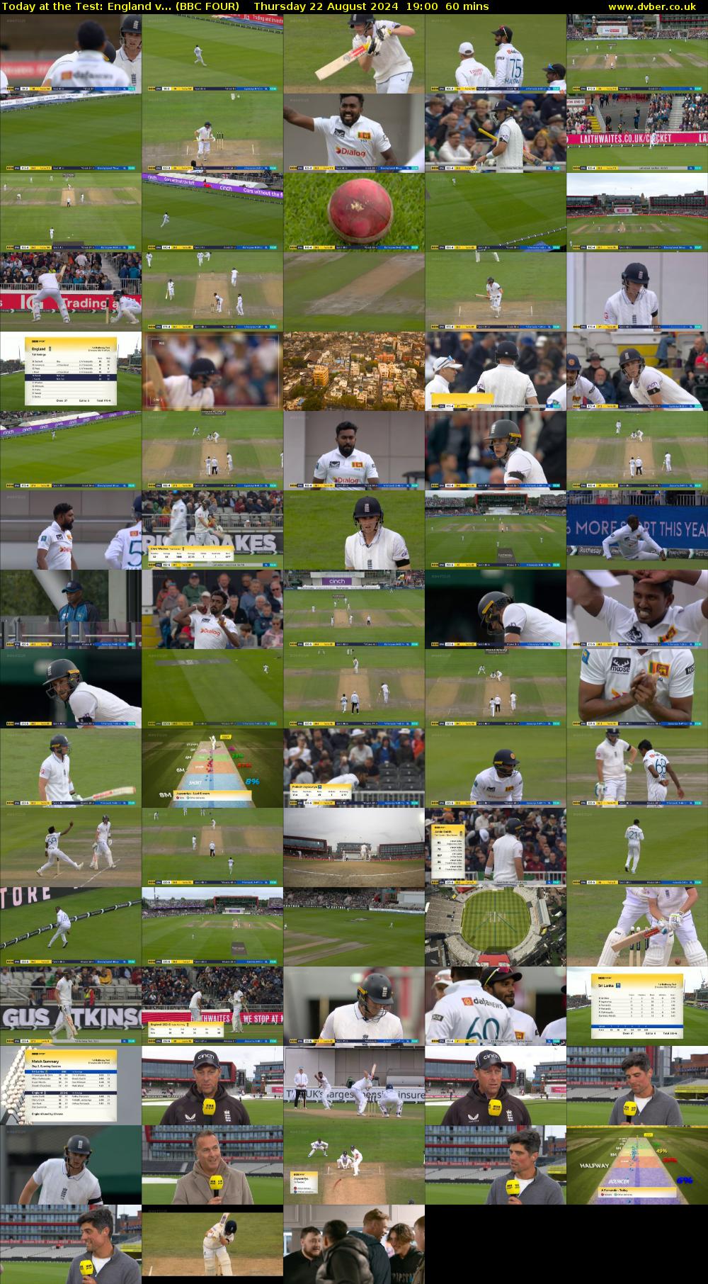 Today at the Test: England v... (BBC FOUR) Thursday 22 August 2024 19:00 - 20:00