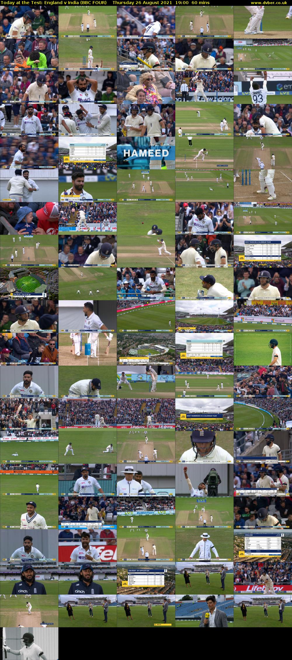 Today at the Test: England v India (BBC FOUR) Thursday 26 August 2021 19:00 - 20:00