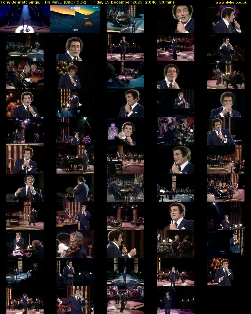 Tony Bennett Sings... Tin Pan... (BBC FOUR) Friday 15 December 2023 23:40 - 00:10