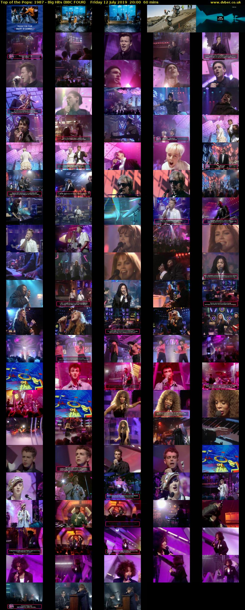 Top of the Pops: 1987 - Big Hits (BBC FOUR) Friday 12 July 2019 20:00 - 21:00