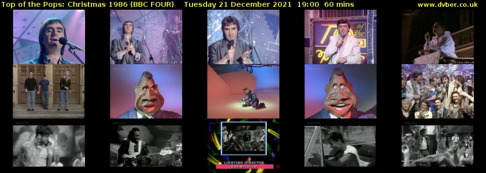 Top of the Pops: Christmas 1986 (BBC FOUR) Tuesday 21 December 2021 19:00 - 20:00